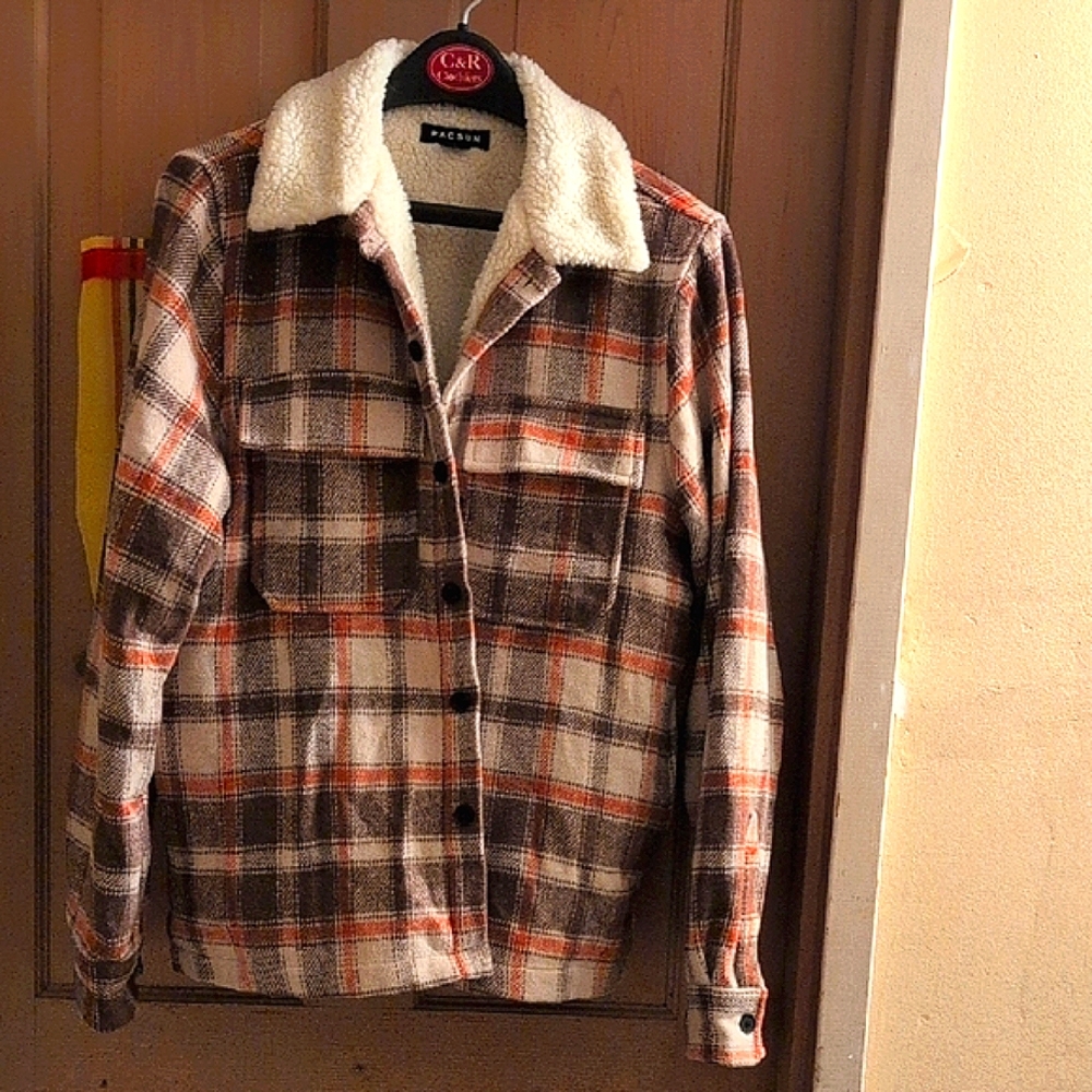 Plaid Sherpa-Lined Jacket